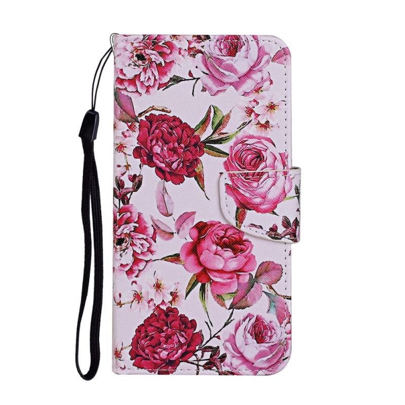 Leren Hoesje Honor 9A Retro Vrijheidsbloemen