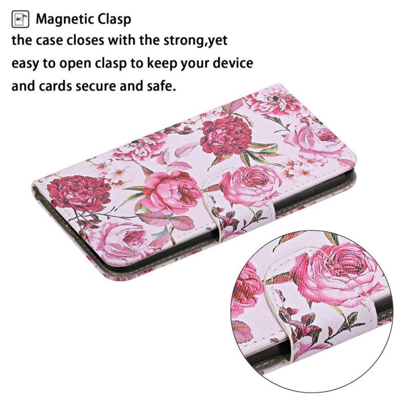 Leren Hoesje Honor 9A Retro Vrijheidsbloemen