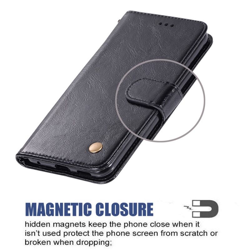 Leren Hoesje Honor 9A Rood Zwart Vintage Leereffect Met Riempje