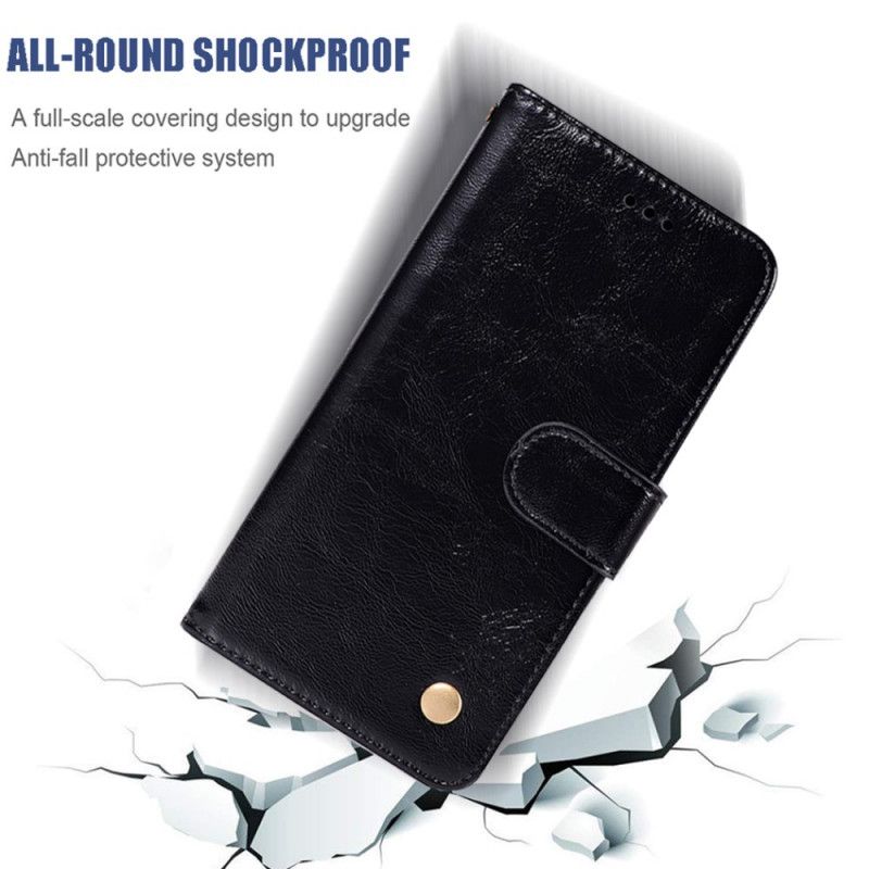 Leren Hoesje Honor 9A Rood Zwart Vintage Leereffect Met Riempje
