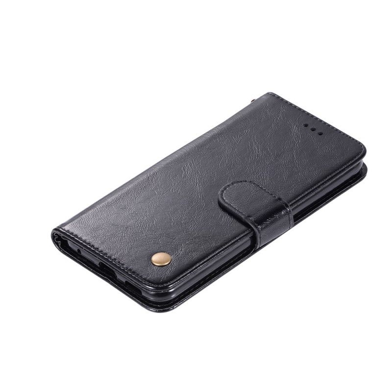 Leren Hoesje Honor 9A Rood Zwart Vintage Leereffect Met Riempje