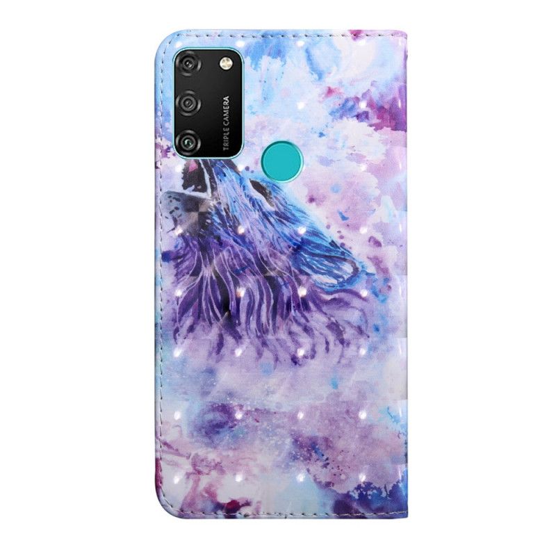 Leren Hoesje Honor 9A Telefoonhoesje Aquarel Wolf