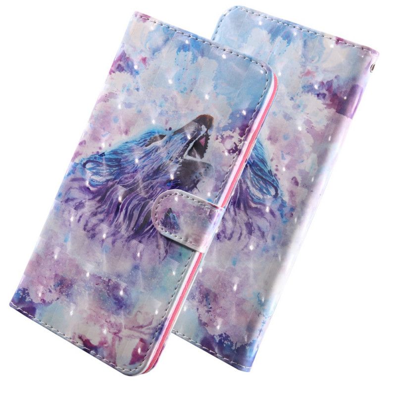 Leren Hoesje Honor 9A Telefoonhoesje Aquarel Wolf