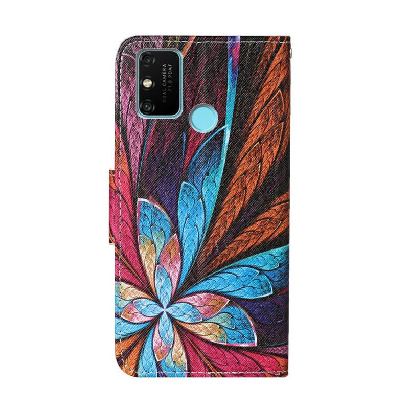 Leren Hoesje Honor 9A Telefoonhoesje Pauwbloem