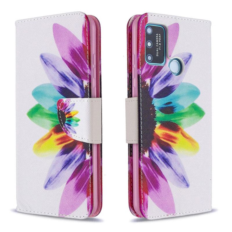 Leren Hoesje voor Honor 9A Aquarelbloem