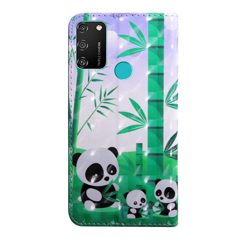 Leren Hoesje voor Honor 9A Pandafamilie