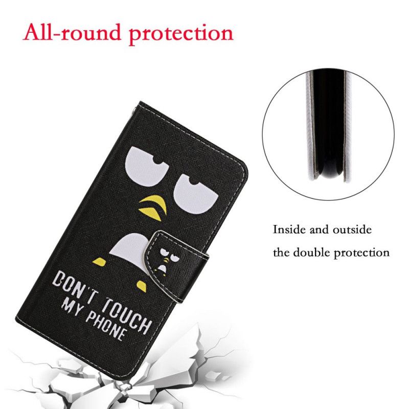 Leren Hoesje voor Honor 9A Raak Mijn Telefoon Niet Aan. Zegt De Pinguïn