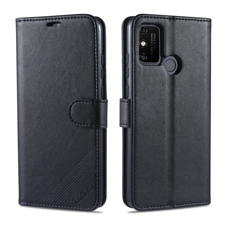 Leren Hoesje voor Honor 9A Rood Zwart Azns Kunstleer