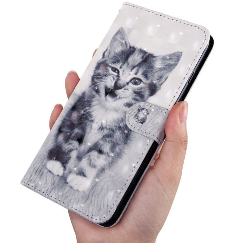 Leren Hoesje voor Honor 9A Zwart-Witte Kat