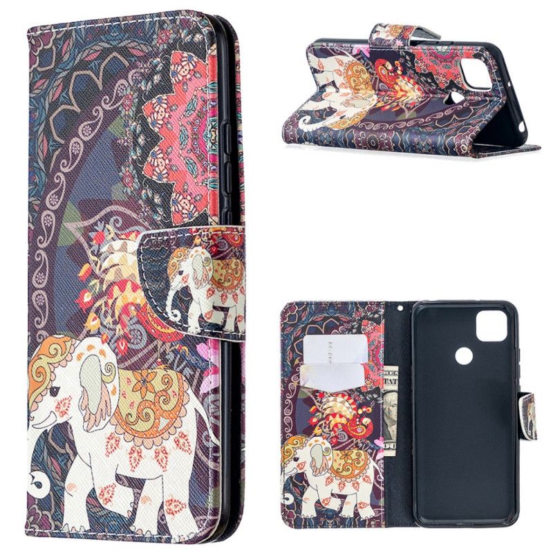 Bescherming Hoesje Xiaomi Redmi 9C Telefoonhoesje Indische Olifanten