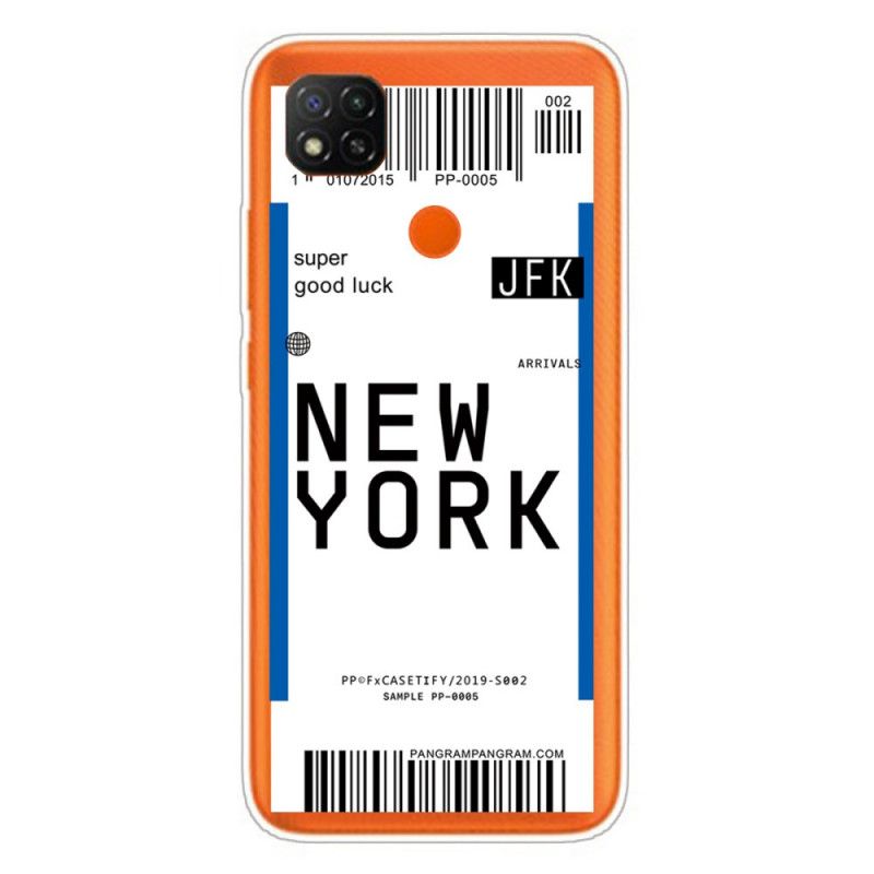 Case Hoesje Xiaomi Redmi 9C Donkerblauw Zwart Telefoonhoesje Doorgeven Aan New York