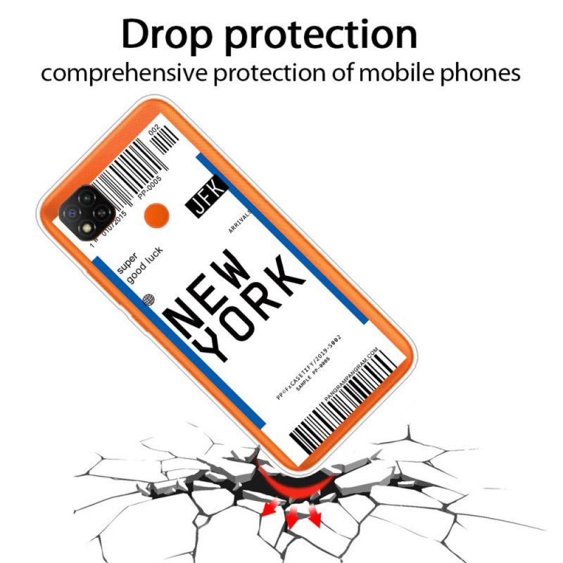 Case Hoesje Xiaomi Redmi 9C Donkerblauw Zwart Telefoonhoesje Doorgeven Aan New York