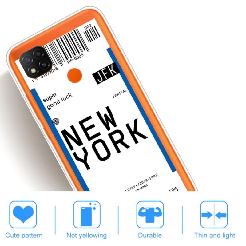 Case Hoesje Xiaomi Redmi 9C Donkerblauw Zwart Telefoonhoesje Doorgeven Aan New York