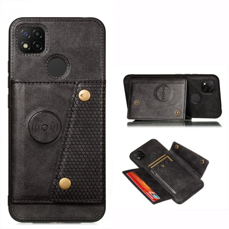 Case Hoesje Xiaomi Redmi 9C Grijs Zwart Telefoonhoesje Snap Portemonnee