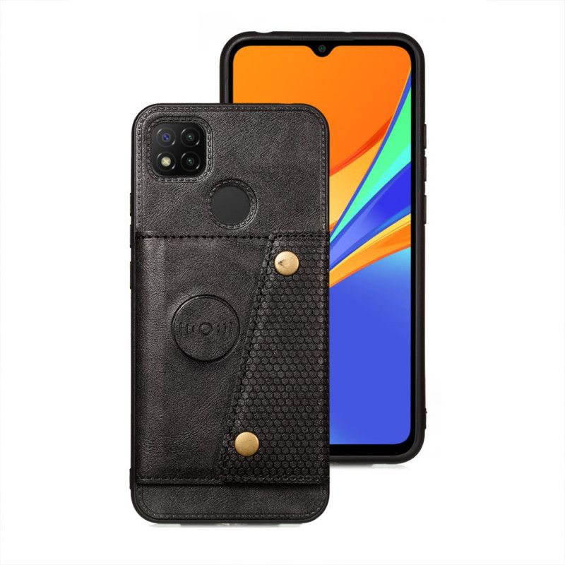 Case Hoesje Xiaomi Redmi 9C Grijs Zwart Telefoonhoesje Snap Portemonnee