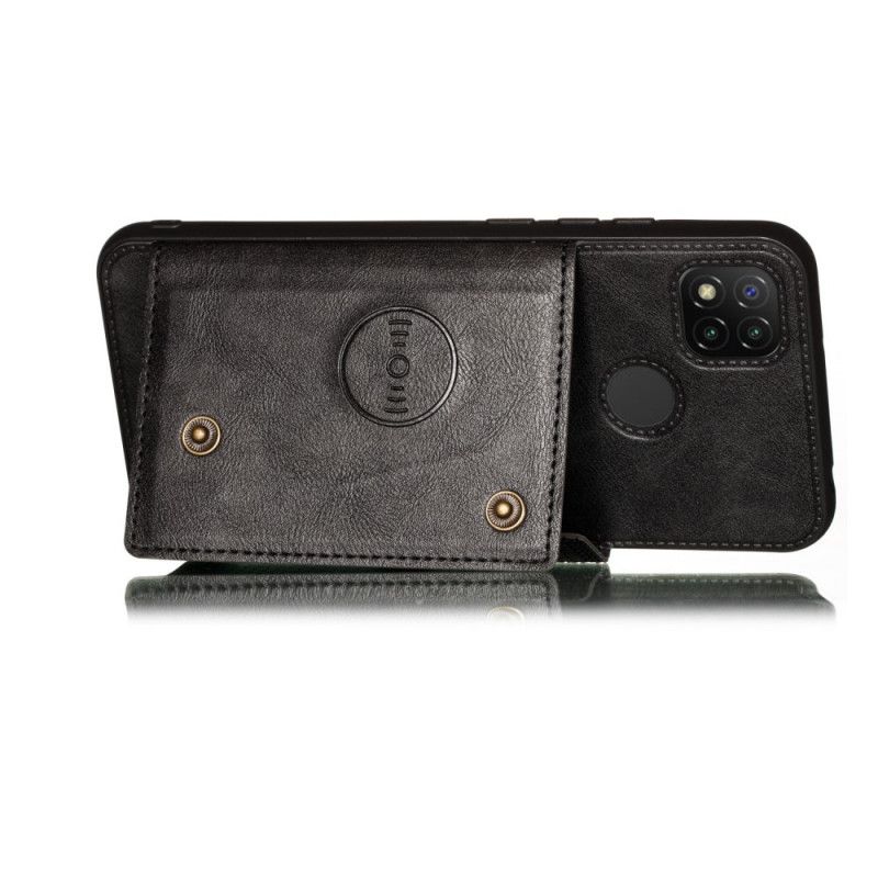 Case Hoesje Xiaomi Redmi 9C Grijs Zwart Telefoonhoesje Snap Portemonnee