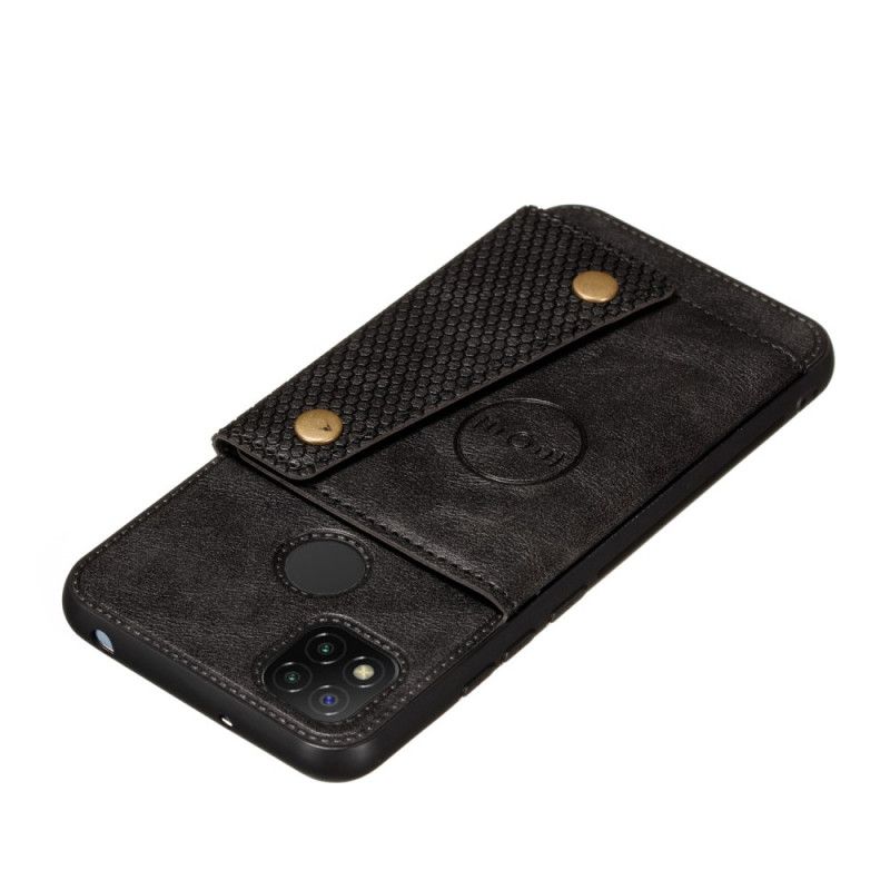Case Hoesje Xiaomi Redmi 9C Grijs Zwart Telefoonhoesje Snap Portemonnee