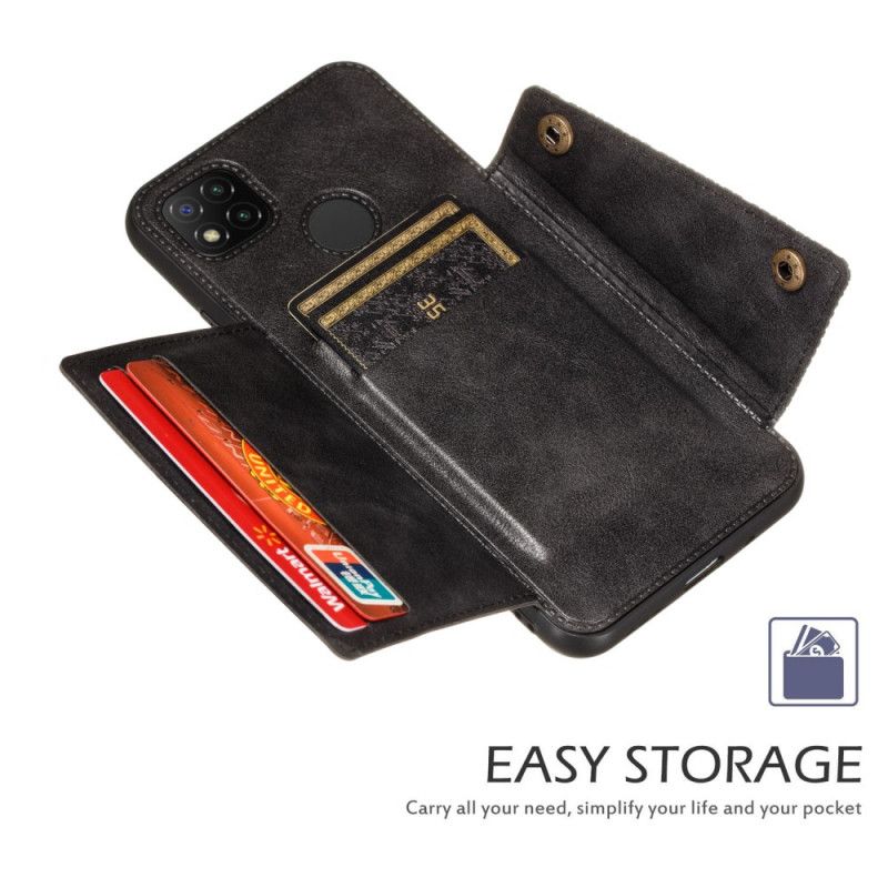 Case Hoesje Xiaomi Redmi 9C Grijs Zwart Telefoonhoesje Snap Portemonnee