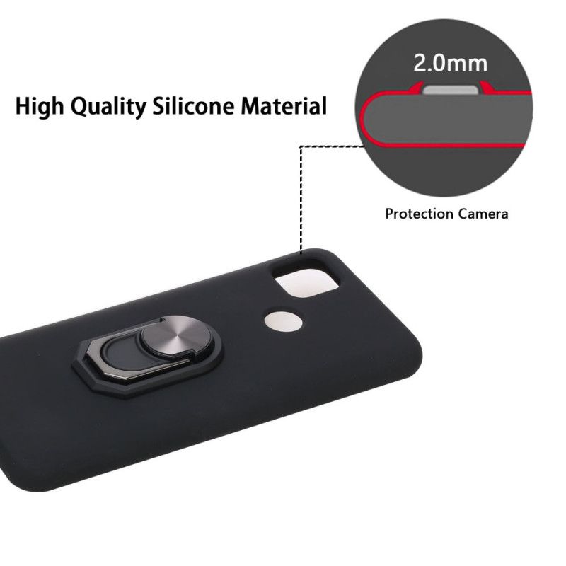 Case Hoesje Xiaomi Redmi 9C Rood Zwart Telefoonhoesje Gemetalliseerde Ringsteun