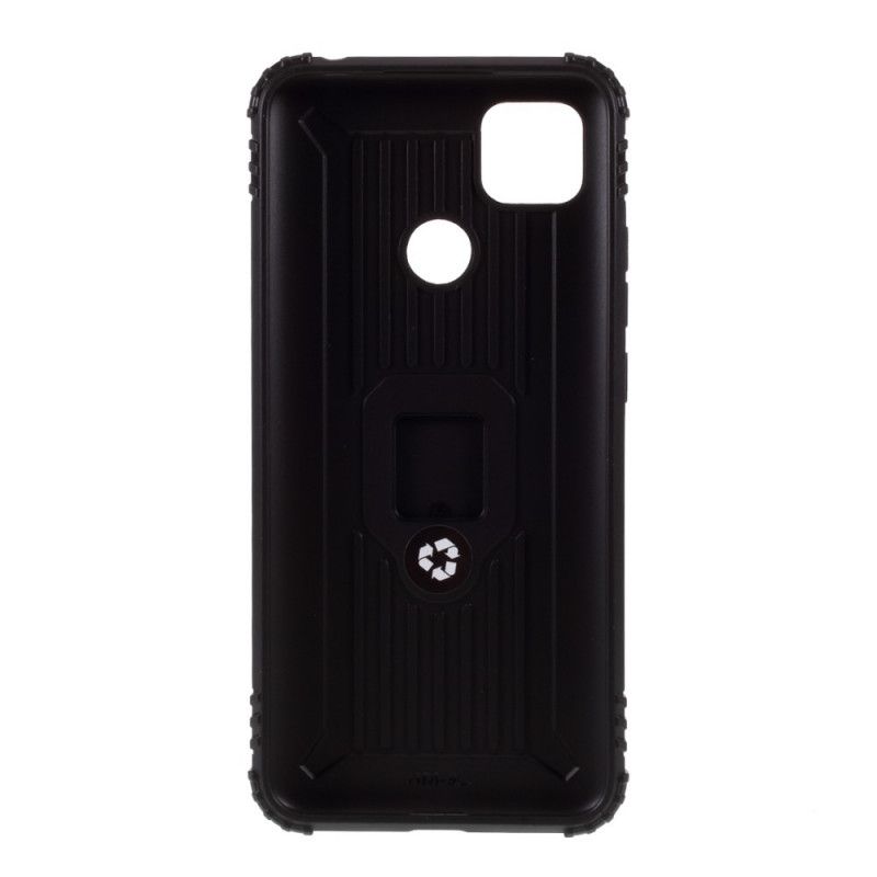 Case Hoesje Xiaomi Redmi 9C Rood Zwart Telefoonhoesje Ring In Koolstofvezelstijl