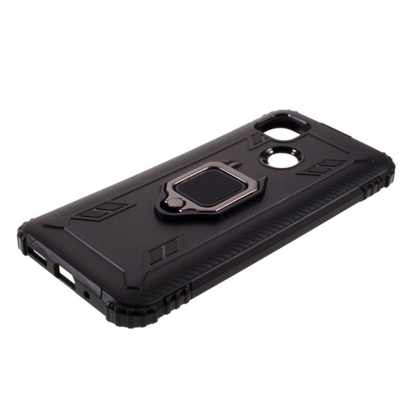 Case Hoesje Xiaomi Redmi 9C Rood Zwart Telefoonhoesje Ring In Koolstofvezelstijl