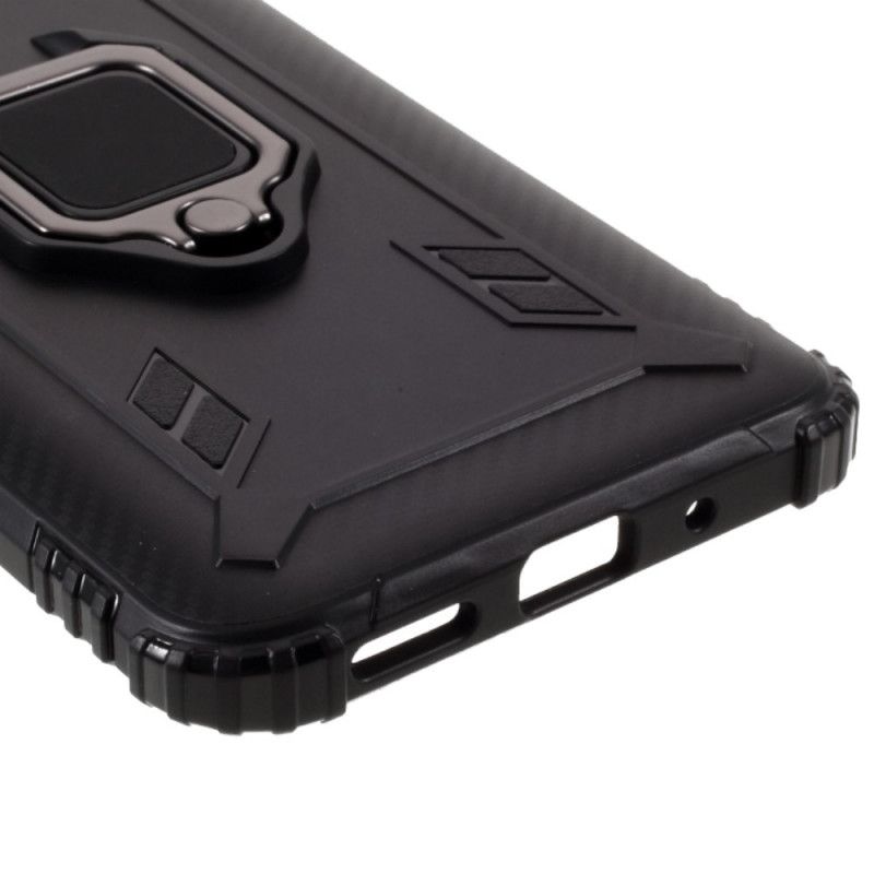 Case Hoesje Xiaomi Redmi 9C Rood Zwart Telefoonhoesje Ring In Koolstofvezelstijl