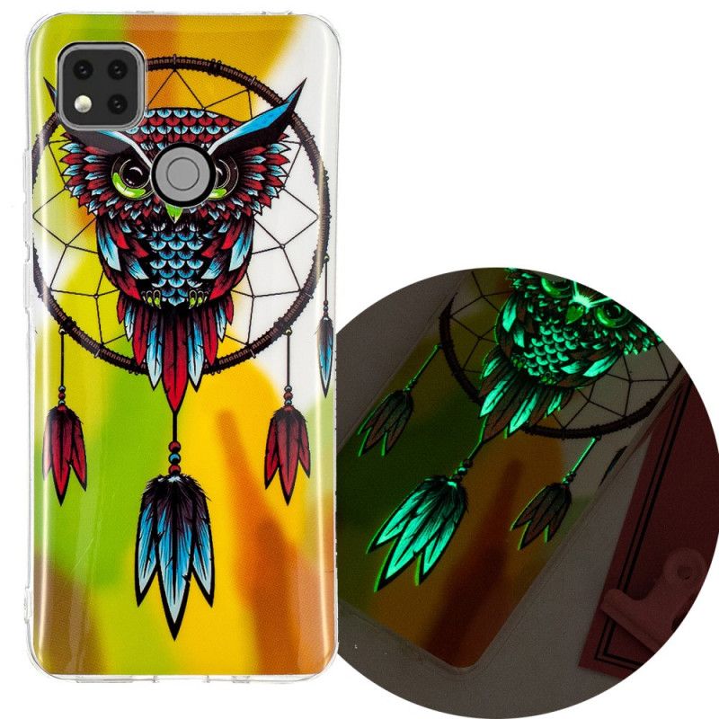 Case Hoesje Xiaomi Redmi 9C Telefoonhoesje Fluorescerende Uil Dromenvanger