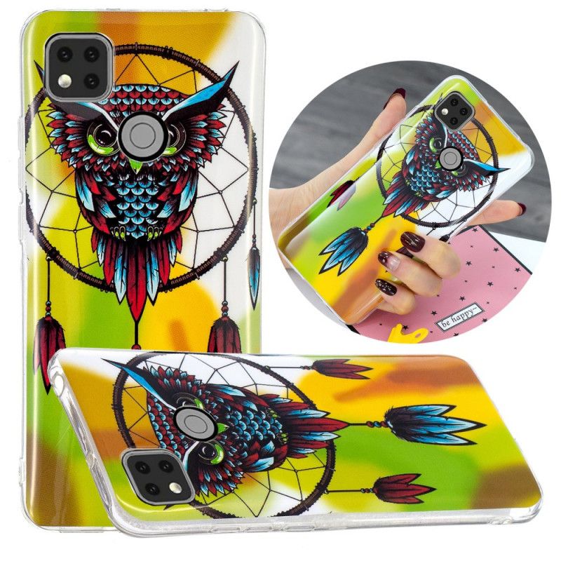 Case Hoesje Xiaomi Redmi 9C Telefoonhoesje Fluorescerende Uil Dromenvanger