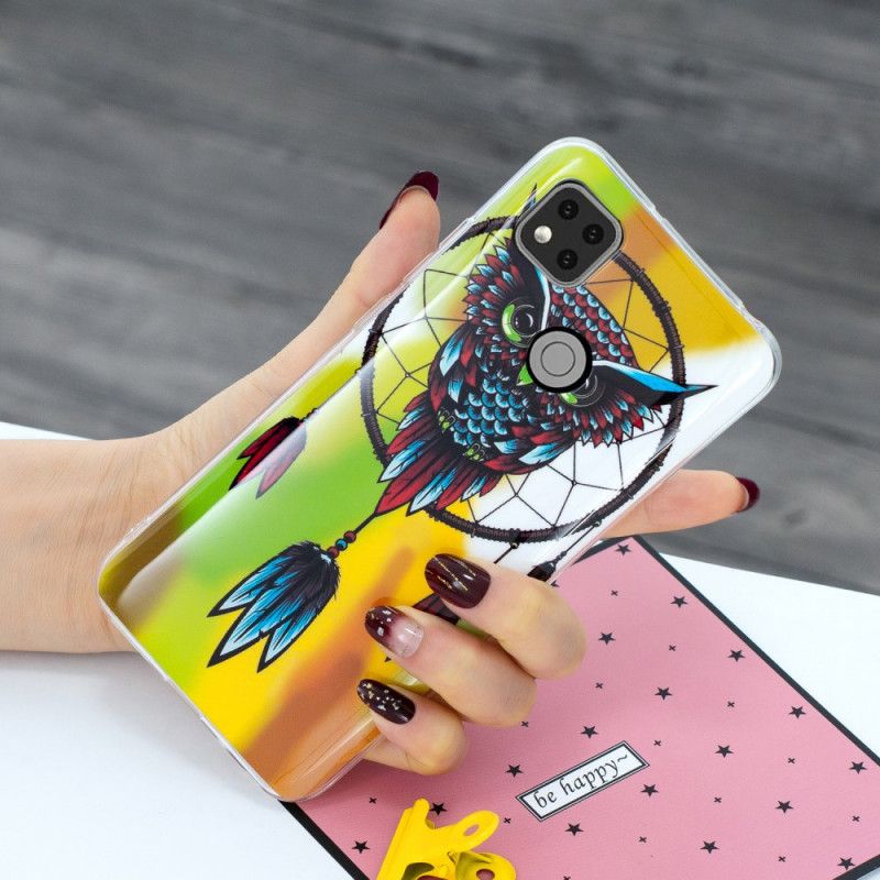 Case Hoesje Xiaomi Redmi 9C Telefoonhoesje Fluorescerende Uil Dromenvanger