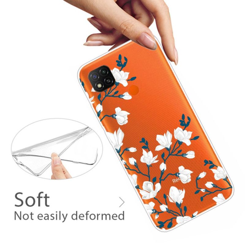 Case Hoesje Xiaomi Redmi 9C Telefoonhoesje Witte Bloemen