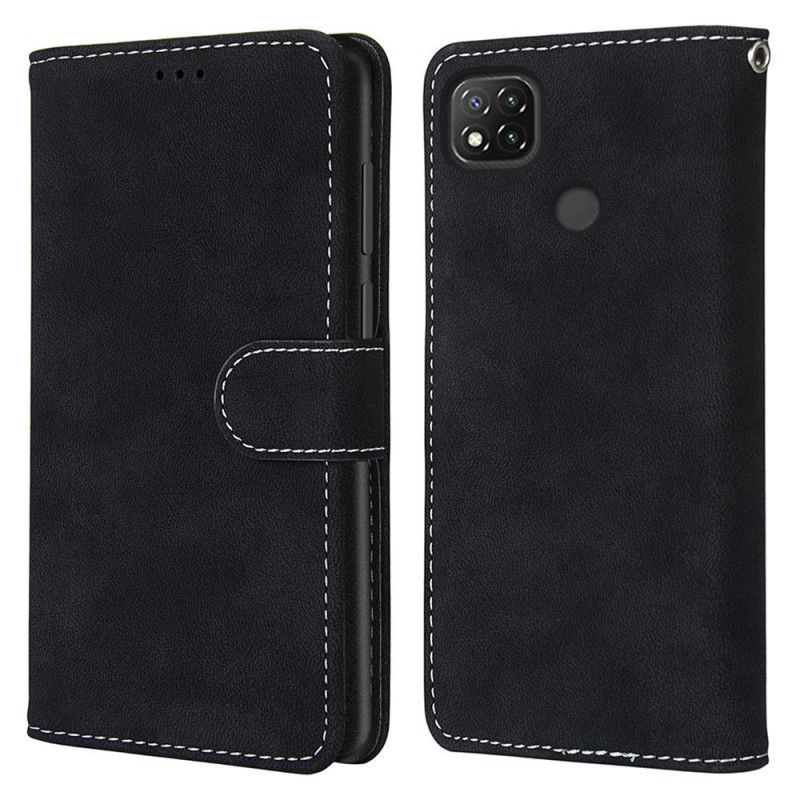 Cover Folio-hoesje Xiaomi Redmi 9C Grijs Zwart Telefoonhoesje Vintage Nieuwe Kleuren Kunstleer