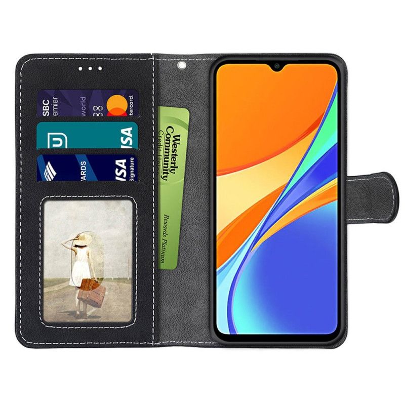 Cover Folio-hoesje Xiaomi Redmi 9C Grijs Zwart Telefoonhoesje Vintage Nieuwe Kleuren Kunstleer