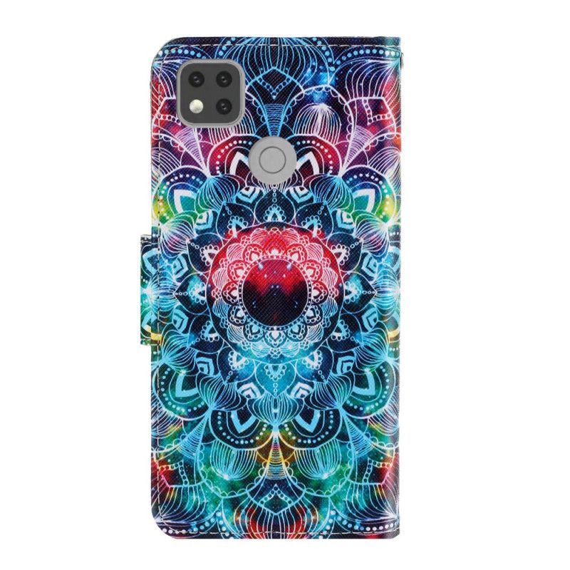Cover Folio-hoesje Xiaomi Redmi 9C Telefoonhoesje Flitsende Mandala Met String