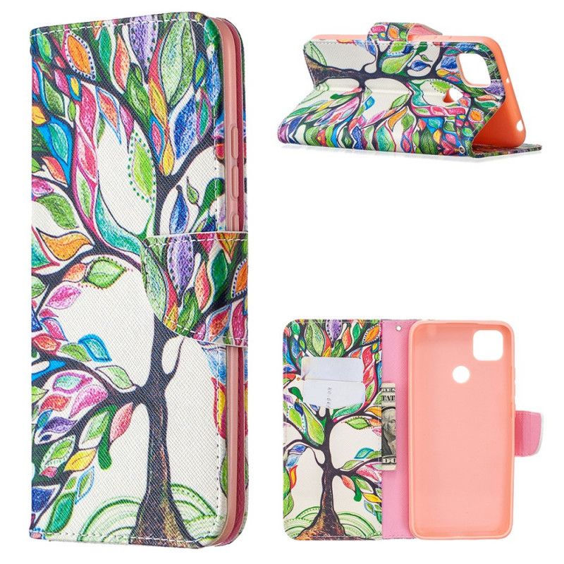 Cover Folio-hoesje Xiaomi Redmi 9C Telefoonhoesje Gekleurde Boom