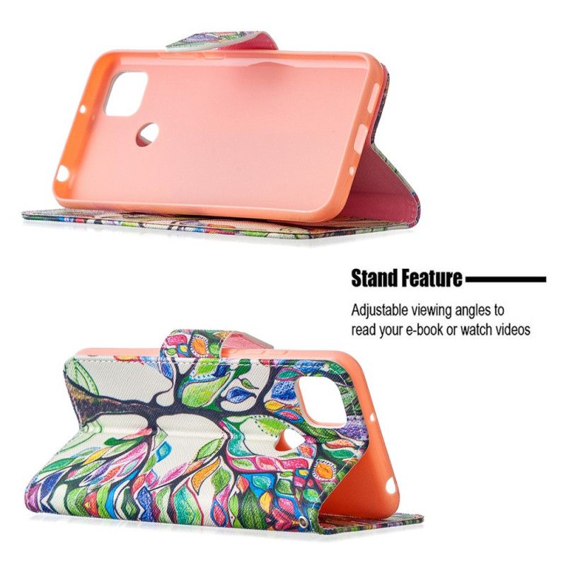 Cover Folio-hoesje Xiaomi Redmi 9C Telefoonhoesje Gekleurde Boom