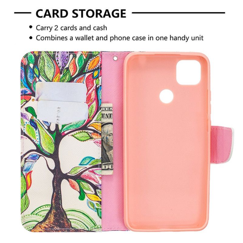 Cover Folio-hoesje Xiaomi Redmi 9C Telefoonhoesje Gekleurde Boom