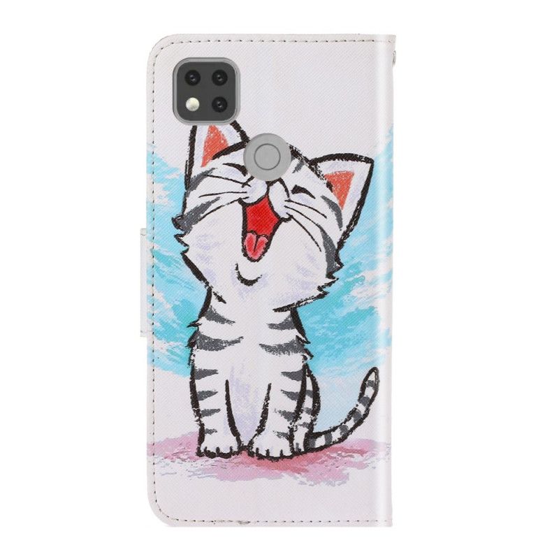 Cover Folio-hoesje Xiaomi Redmi 9C Telefoonhoesje Gekleurde String Kitten