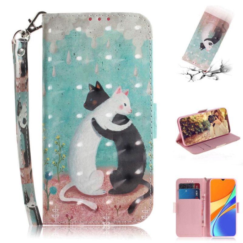 Cover Folio-hoesje Xiaomi Redmi 9C Telefoonhoesje String Kattenvrienden
