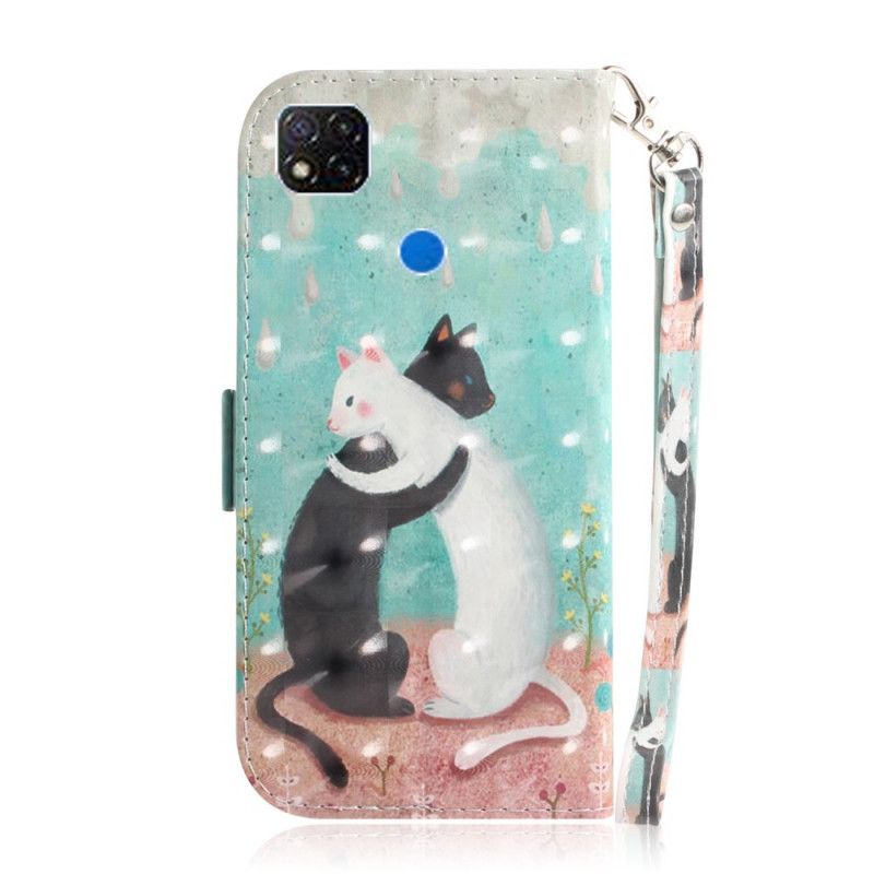 Cover Folio-hoesje Xiaomi Redmi 9C Telefoonhoesje String Kattenvrienden