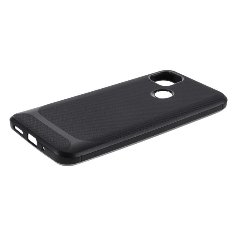 Cover Hoesje Xiaomi Redmi 9C Rood Zwart Telefoonhoesje Enkele Flexibele Koolstofvezel