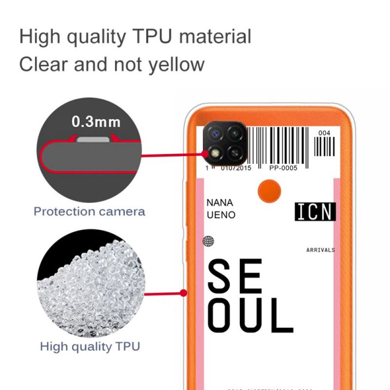 Cover Hoesje Xiaomi Redmi 9C Roze Magenta Telefoonhoesje Instapkaart Naar Seoul