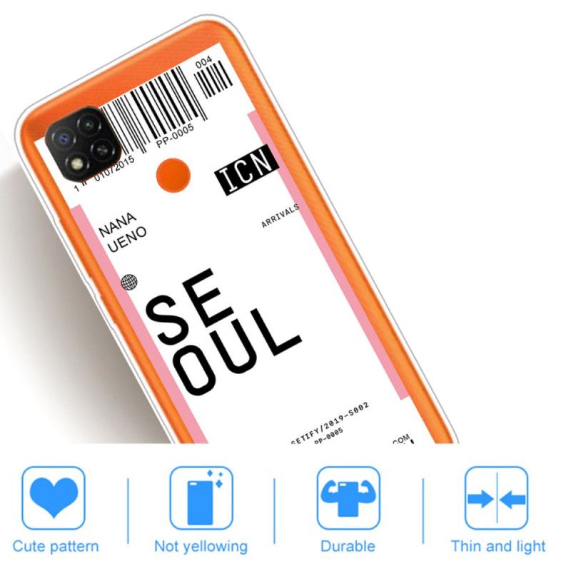 Cover Hoesje Xiaomi Redmi 9C Roze Magenta Telefoonhoesje Instapkaart Naar Seoul