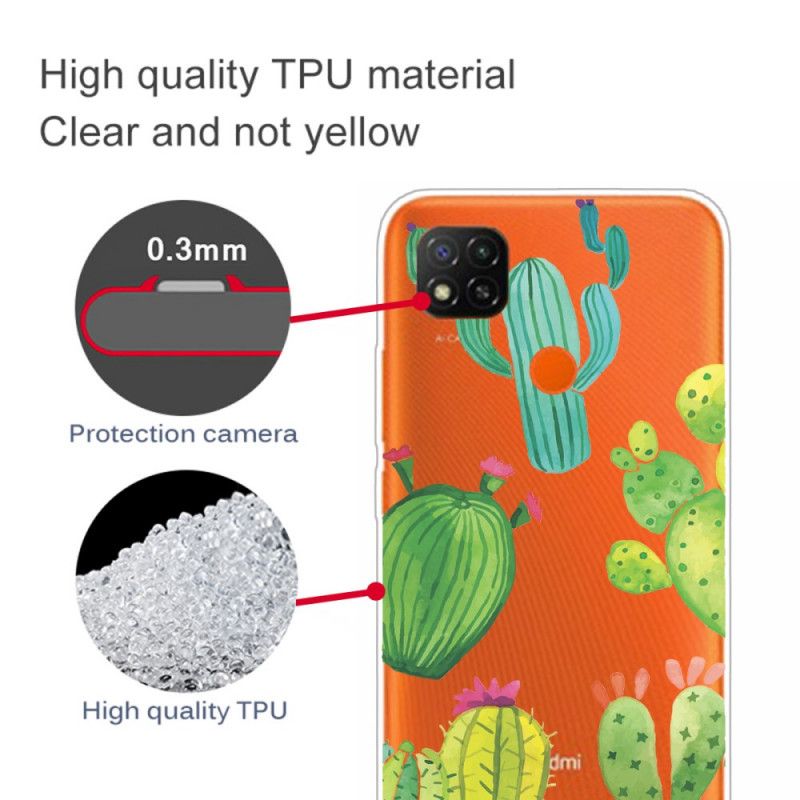 Cover Hoesje Xiaomi Redmi 9C Telefoonhoesje Aquarel Cactus