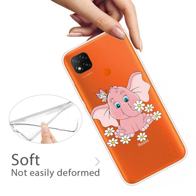 Cover Hoesje Xiaomi Redmi 9C Telefoonhoesje Transparant Roze Olifant