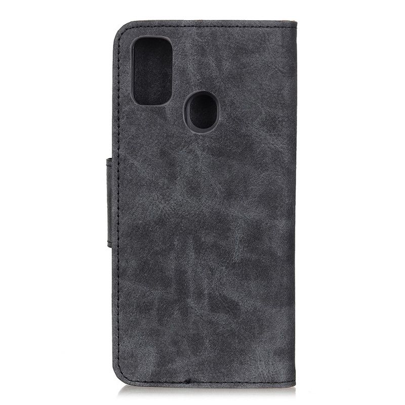 Flip Case Leren Xiaomi Redmi 9C Bruin Grijs Vintage Dubbelzijdige Magnetische Klep