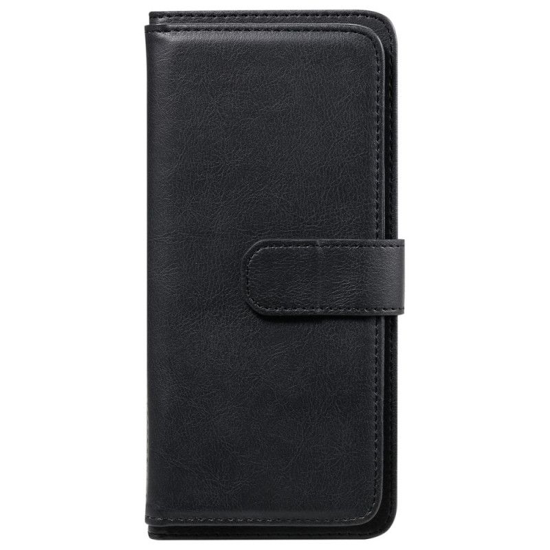 Flip Case Leren Xiaomi Redmi 9C Donkerblauw Zwart Multifunctionele 10 Kaarthouders