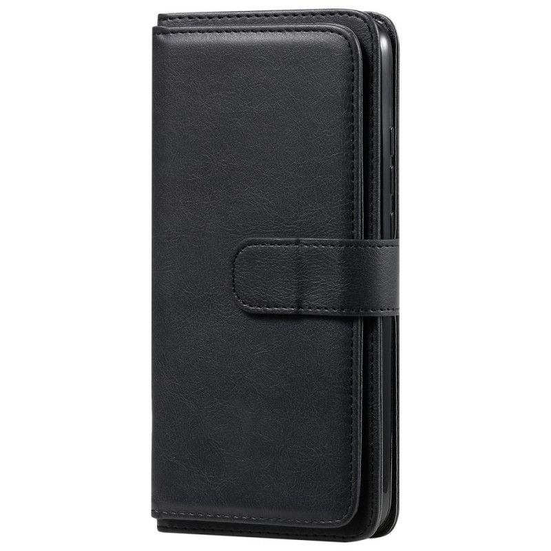Flip Case Leren Xiaomi Redmi 9C Donkerblauw Zwart Multifunctionele 10 Kaarthouders
