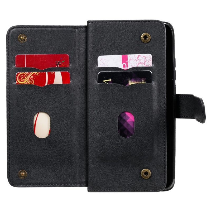 Flip Case Leren Xiaomi Redmi 9C Donkerblauw Zwart Multifunctionele 10 Kaarthouders