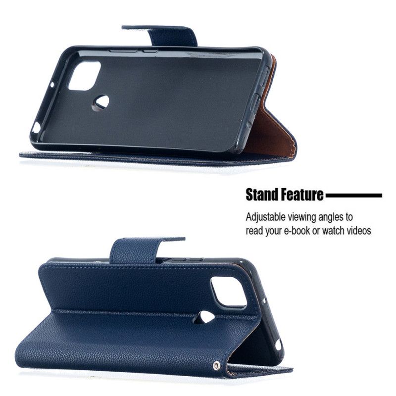 Flip Case Leren Xiaomi Redmi 9C Grijs Zwart Lychee Schuine Flap
