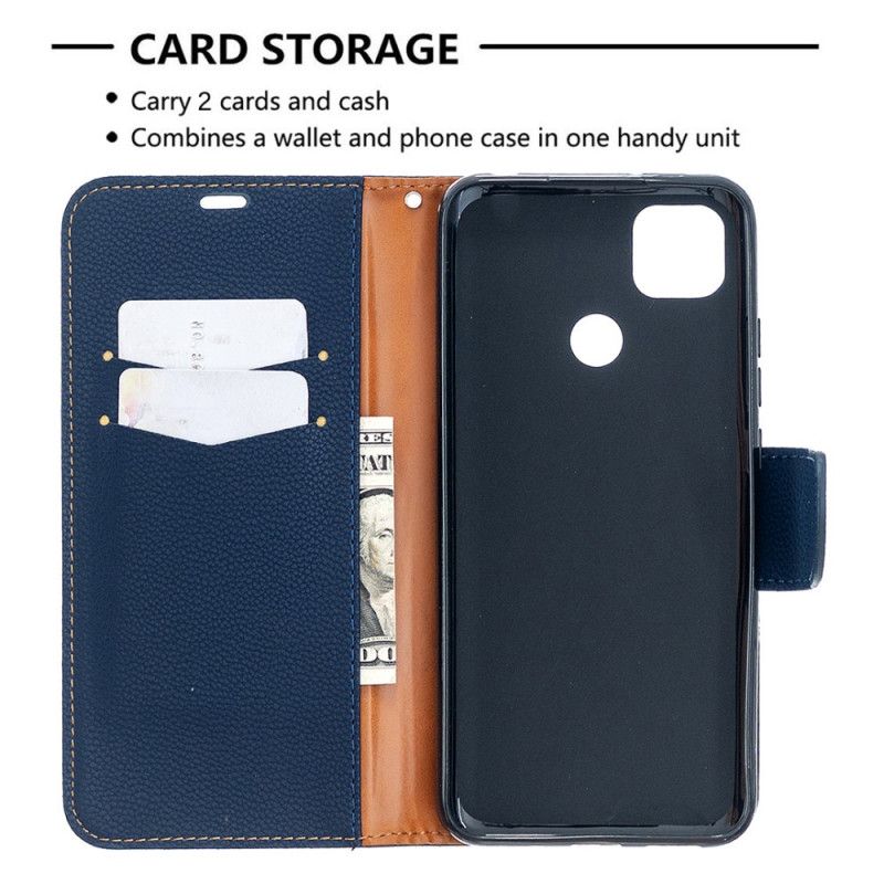 Flip Case Leren Xiaomi Redmi 9C Grijs Zwart Lychee Schuine Flap